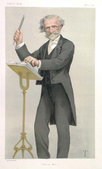 Caricature de Giuseppe Verdi publiée dans le journal Vanity Fair en 1879